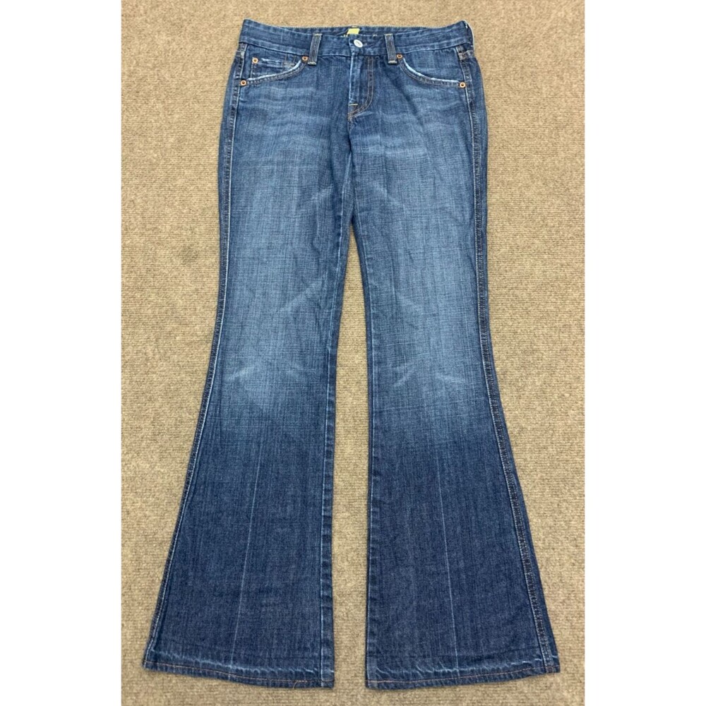 7 For All Mankind Jeans Womens 27 Flare Low-Rise A-Pocket Whiskered USA Denim